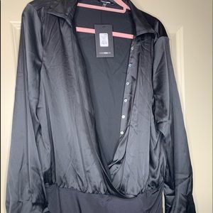 FASHION NOVA Black Button Down Bodysuit